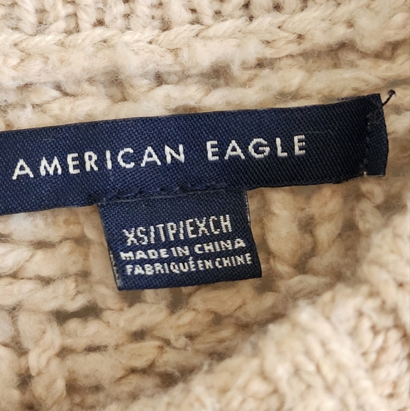 American Eagle Sweater XS Tan Beige Cable - Picture 2 of 13